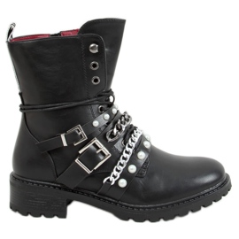 Botas militares con cadena negra M506 Negra negro