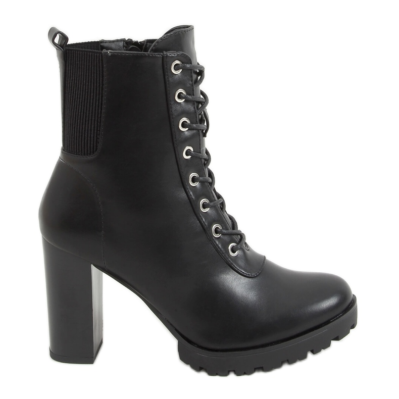 Negro Botas en el poste negro 688-238 Negro