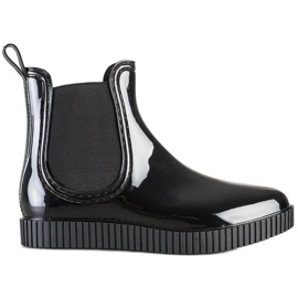 SHELOVET Chanclos lacados en la plataforma negro