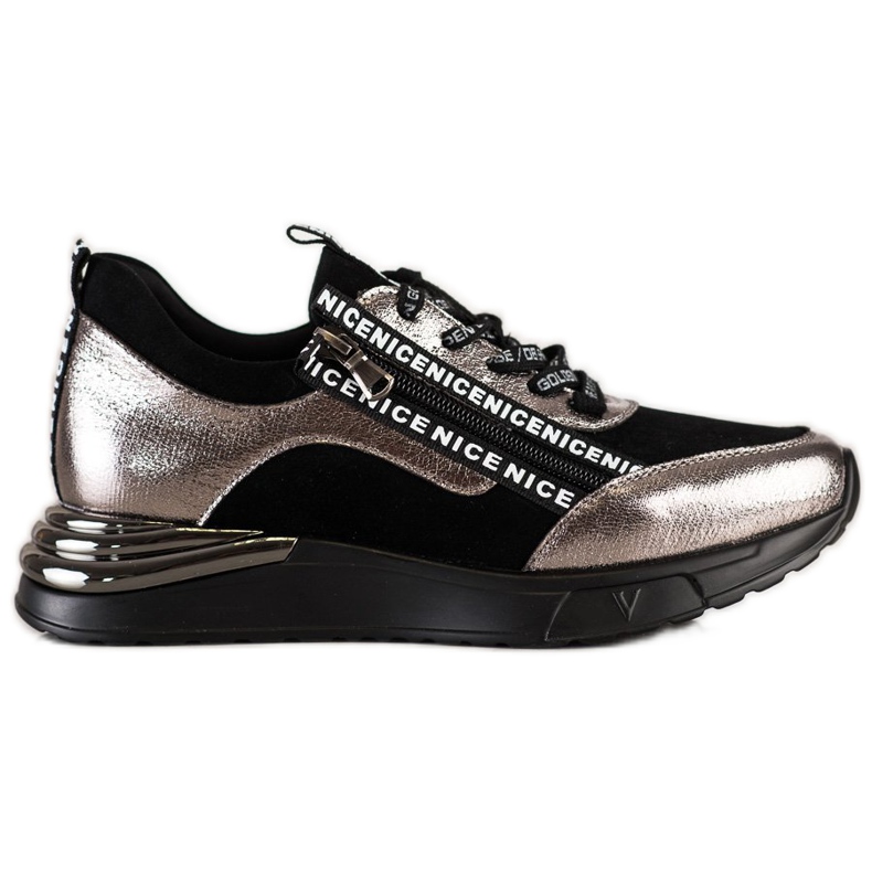 Zapatillas VINCEZA con Cremallera negro dorado