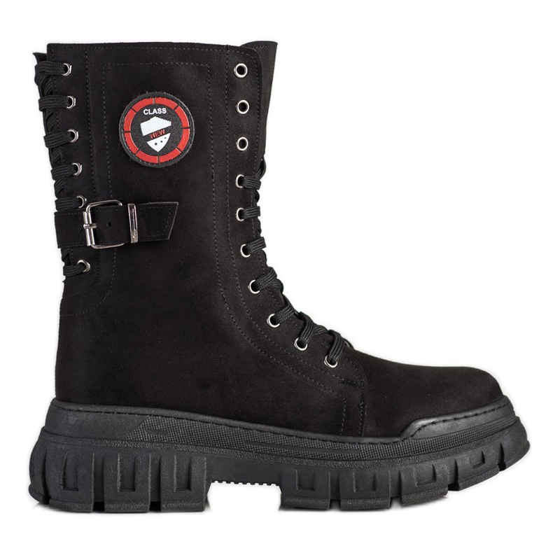 SHELOVET Botas de gamuza en la plataforma negro