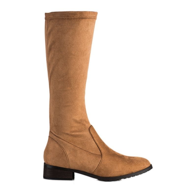 M.Daszyński Botas de ante con tacón plano marrón