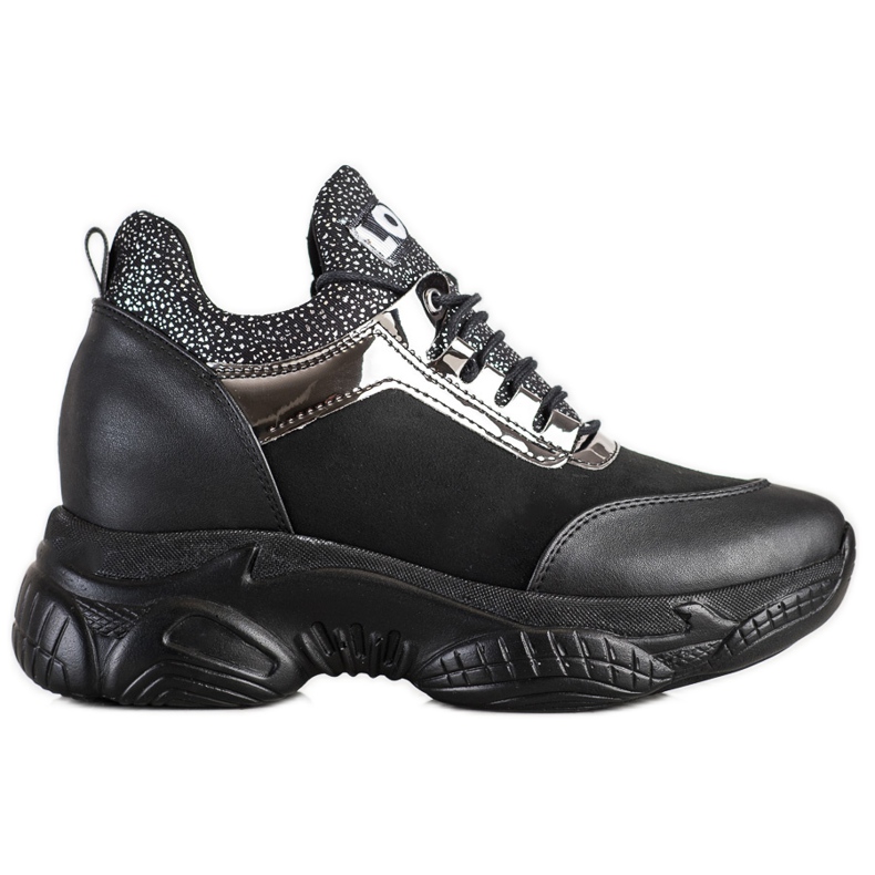 SHELOVET Zapatillas de deporte de cuña de moda Love negro