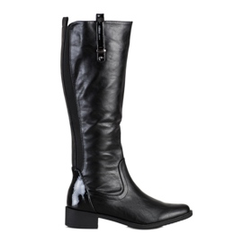 SHELOVET Botas clásicas con cuero ecológico negro