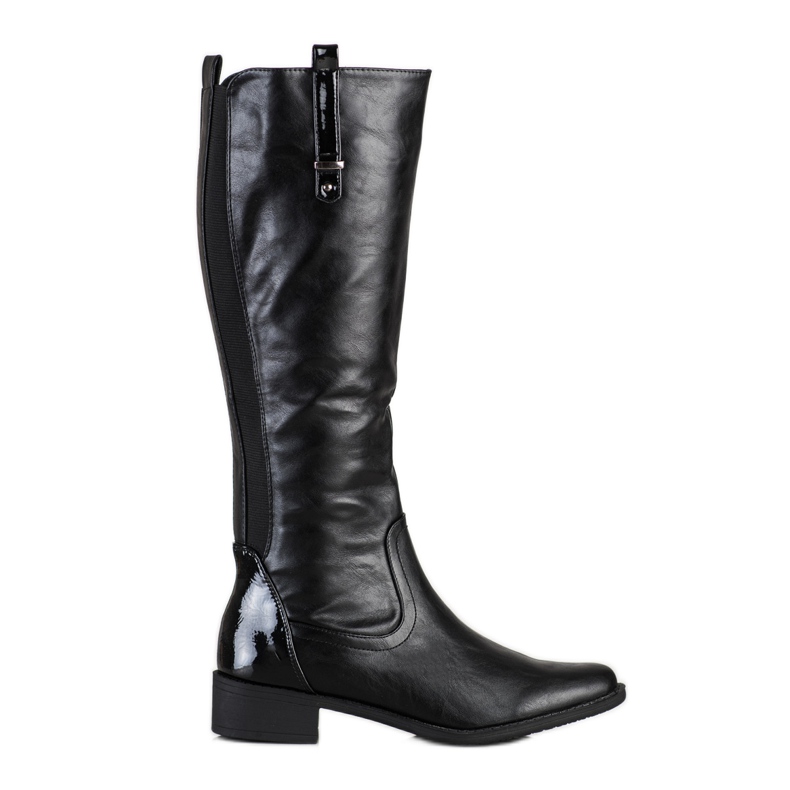 SHELOVET Botas clásicas con cuero ecológico negro
