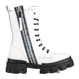 SHELOVET Botas con amor de cuero ecológico blanco SHELOVET Botas con amor de cuero ecológico blanco