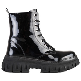 SHELOVET Botas cálidas con cuero ecológico negro