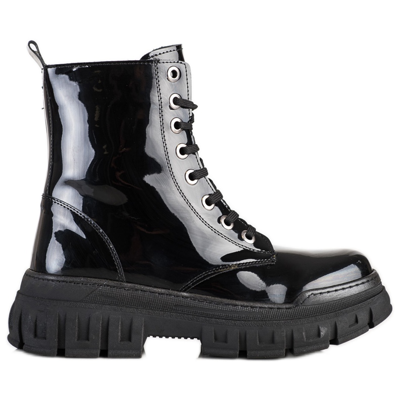 SHELOVET Botas cálidas con cuero ecológico negro