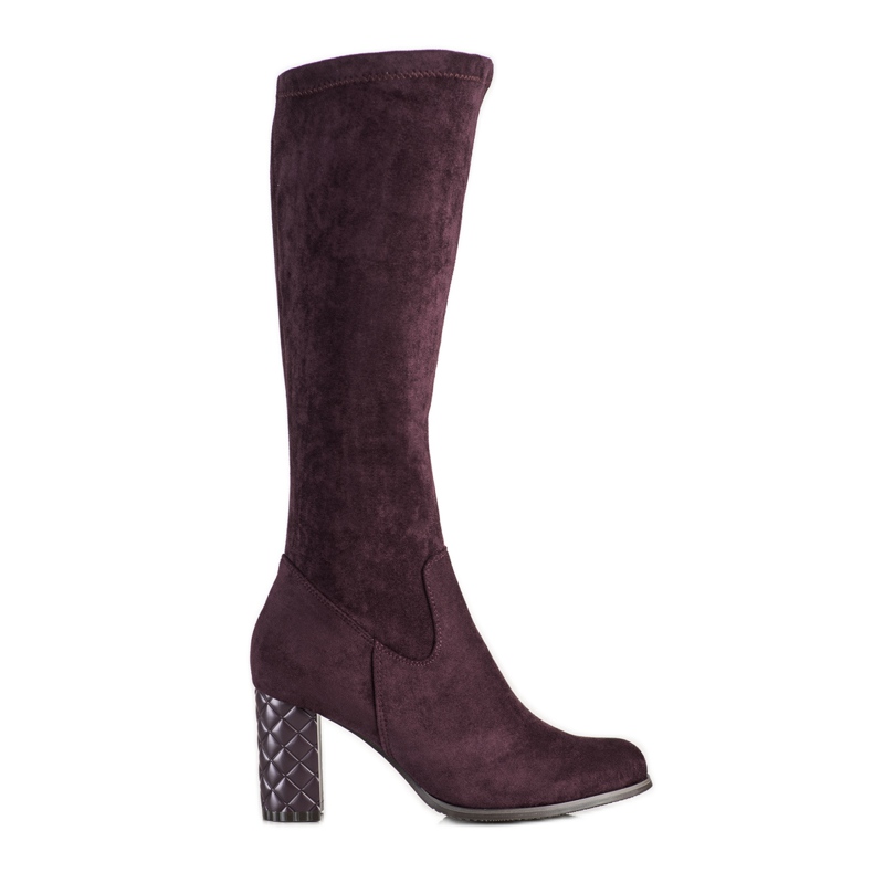 SHELOVET Botas de ante de tacón alto violeta