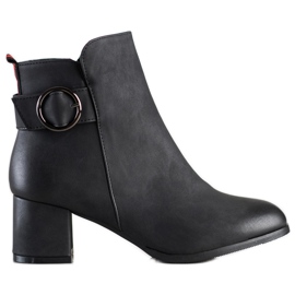 SHELOVET Botas casual de tacón alto negro