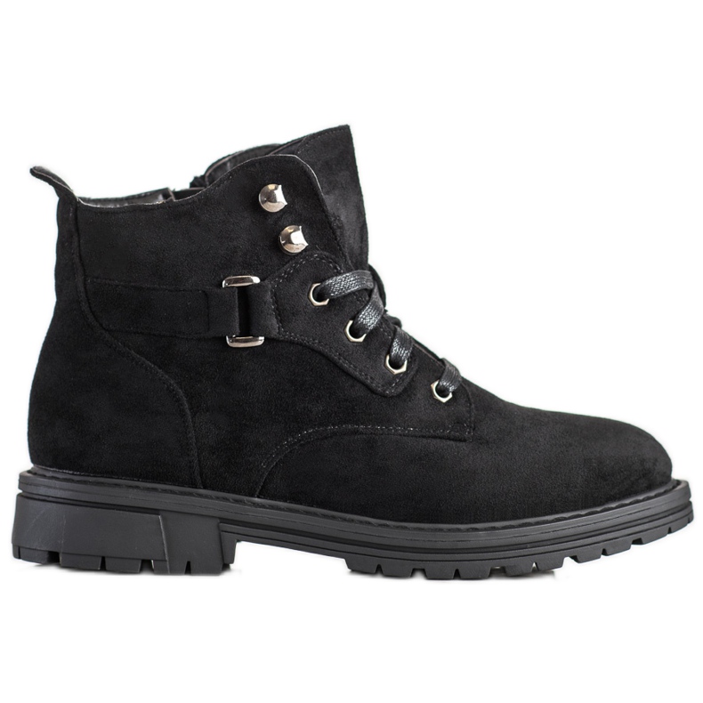 SHELOVET Botines de ante con cordones negro