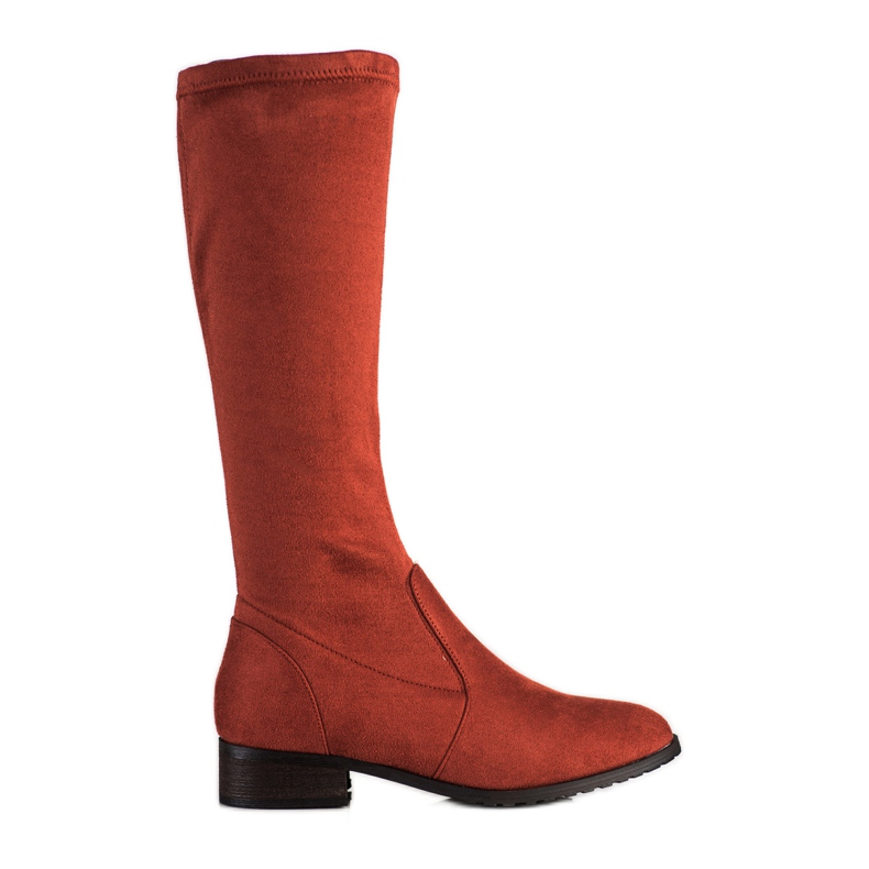 M.Daszyński Botas de ante con tacón plano rojo