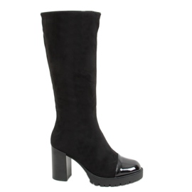 Botas negras con tacones anchos CH19187-1 Negra negro