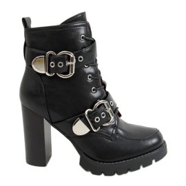 Botas negras de tacón ancho M556 Black negro