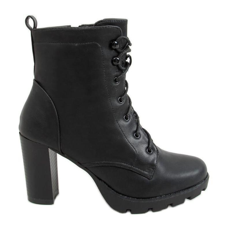 Negro Tacones altos con cordones 77-152 Negro Negro Tacones altos con cordones 77-152 Negro