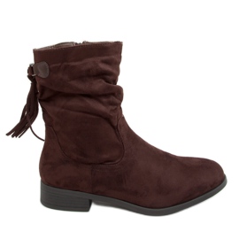 Botines planos con borlas marrones B0-330 Marrón