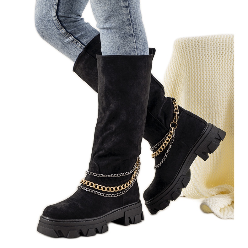 Botas negras con cadena Saturday negro