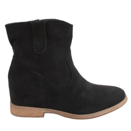Negro RQ537 Botas negras con cuña oculta