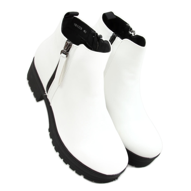 Blanco 9B1053 Botas blancas de suela gruesa