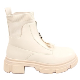 Botas con parte superior de calcetín beige 168-321 Beige