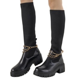 Botas negras con parte superior de calcetín Cheers negro