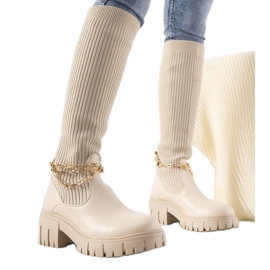 Botas beige con parte superior de calcetín Cheers Botas beige con parte superior de calcetín Cheers