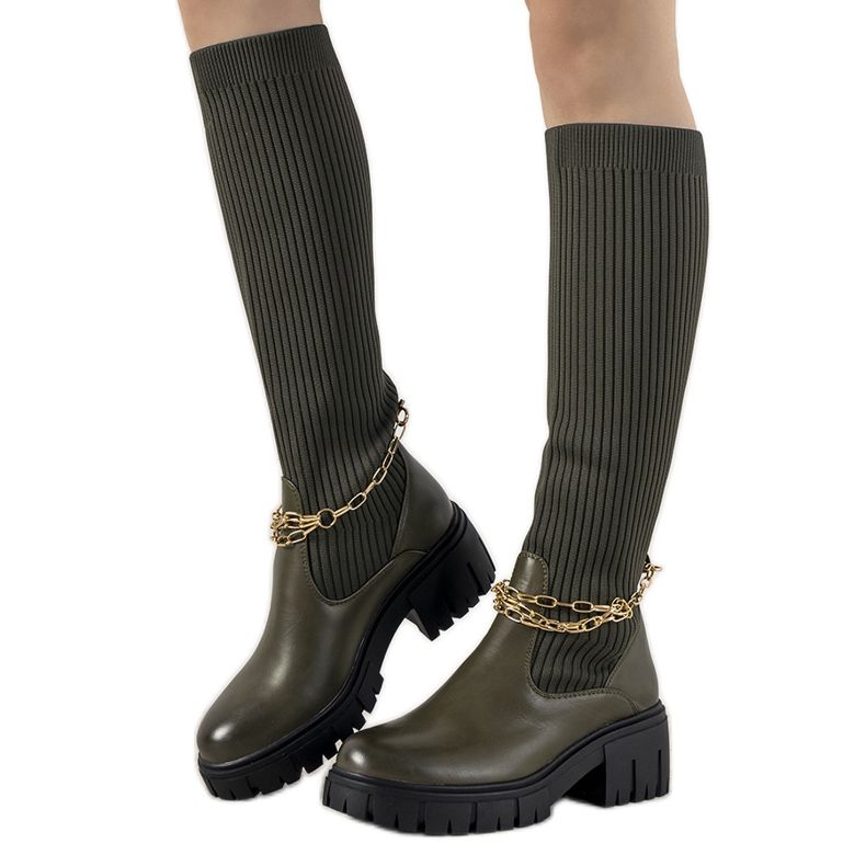 Botas verdes con parte superior de calcetín Cheers Botas verdes con parte superior de calcetín Cheers