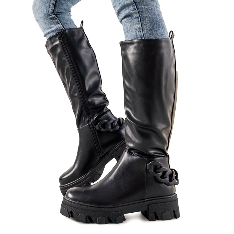 Botas negras con cadena Conny negro