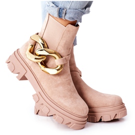 S.Barski Botas de abrigo para mujer Botas Jodhpur Beige Visione