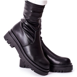 S.Barski Botas de mujer Black Doubler con vástago elástico negro