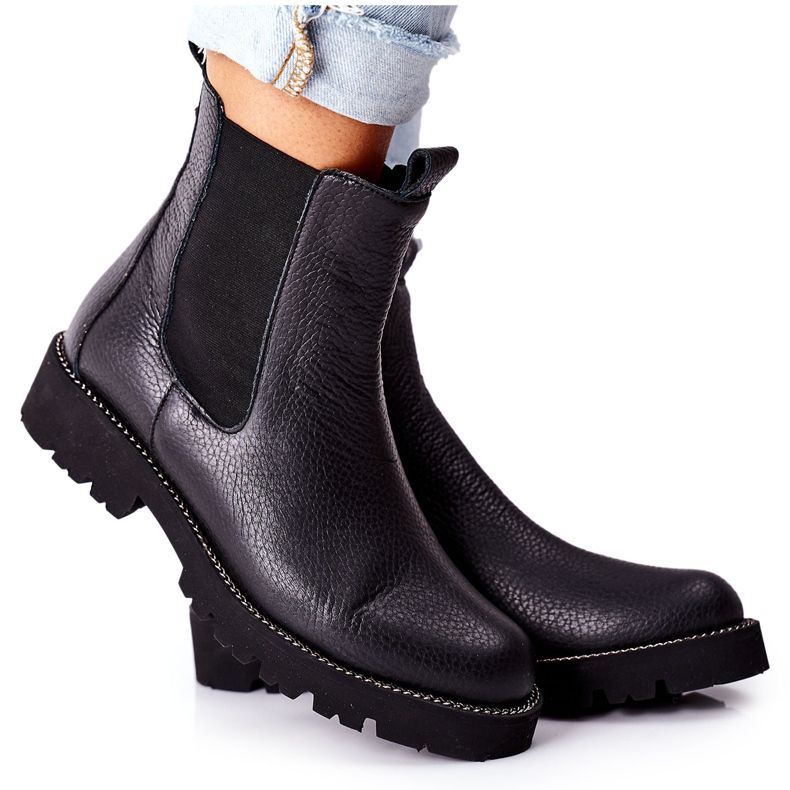 S.Barski Botas negras cálidas para mujer Jodhpur boots Roulette negro