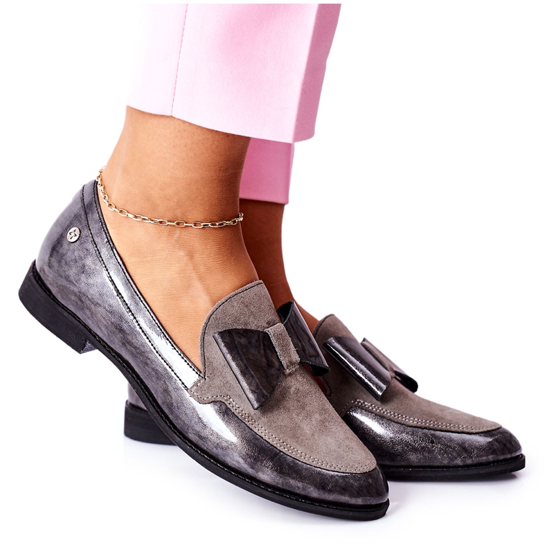 Mocasines Lacados Maciejka Brogues Mujer Gris 04099-03 / 00-1