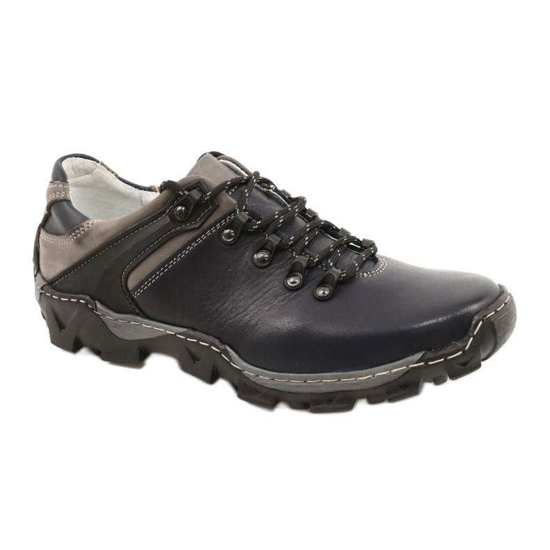 Bednarek Polish Shoes Zapatos de senderismo de piel para hombre 116 azul marino gris
