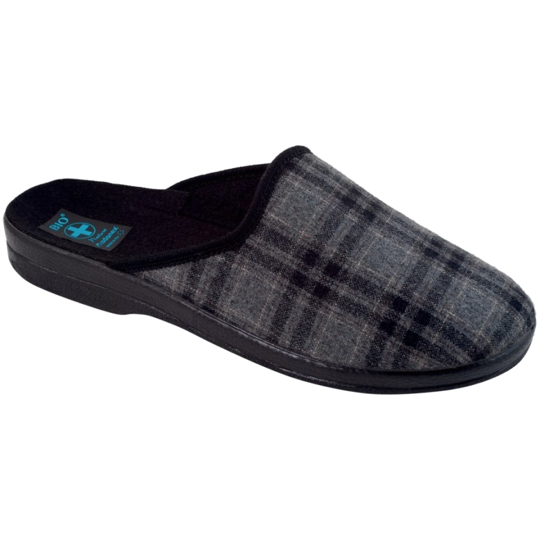 Pantuflas a cuadros Adanex para hombre 18464 negro gris Pantuflas a cuadros Adanex para hombre 18464 negro gris