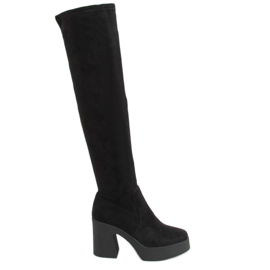 Botas mosqueteras con tacón de goma negro ST-58P Negro