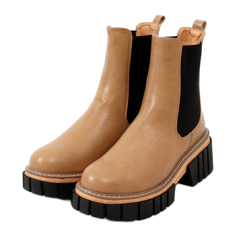 Botines Chelsea beige de mujer NS228P LT.KHAKI