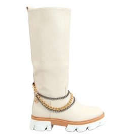 Botas de montar con cadenas crema NC1228 Beige