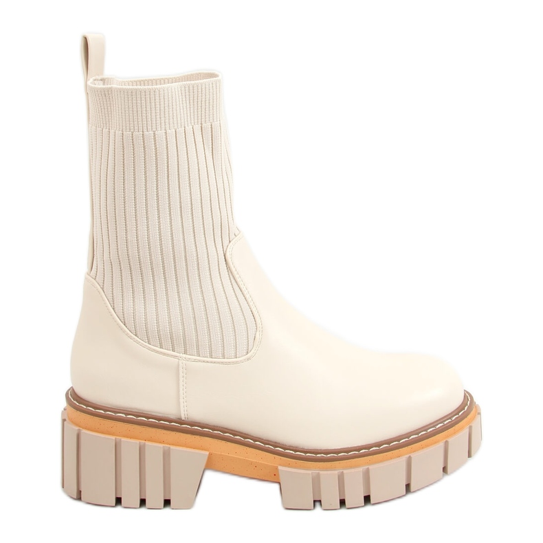 Botines Chelsea calcetín crema NS227P Beige