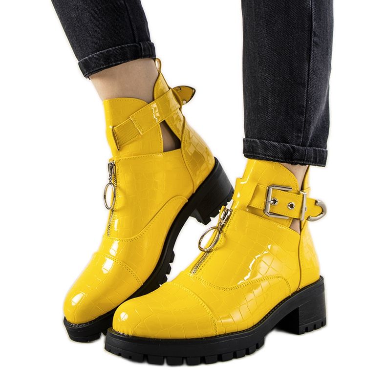 Botas amarillas con patrón de piel de cocodrilo Hadley amarillo