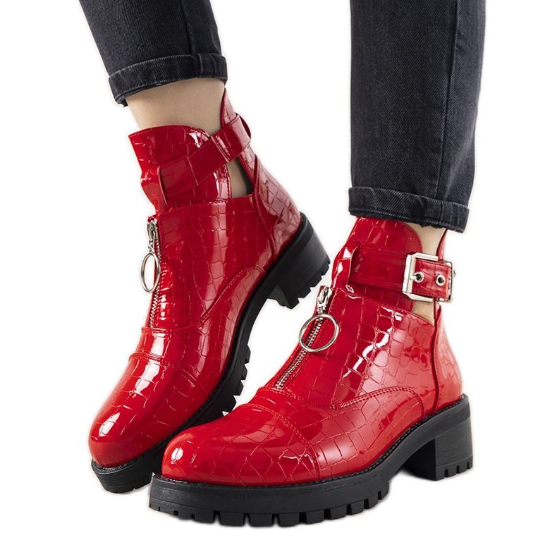 Botas rojas con estampado de piel de cocodrilo Hadley rojo Botas rojas con estampado de piel de cocodrilo Hadley rojo