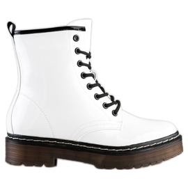 SHELOVET Botas de trabajadores blancos con piel SHELOVET Botas de trabajadores blancos con piel