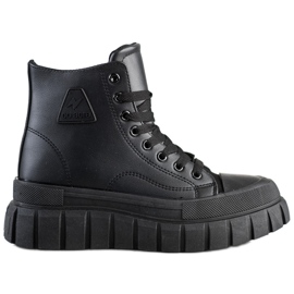 SHELOVET Zapatillas con cuero ecológico en la plataforma negro SHELOVET Zapatillas con cuero ecológico en la plataforma negro