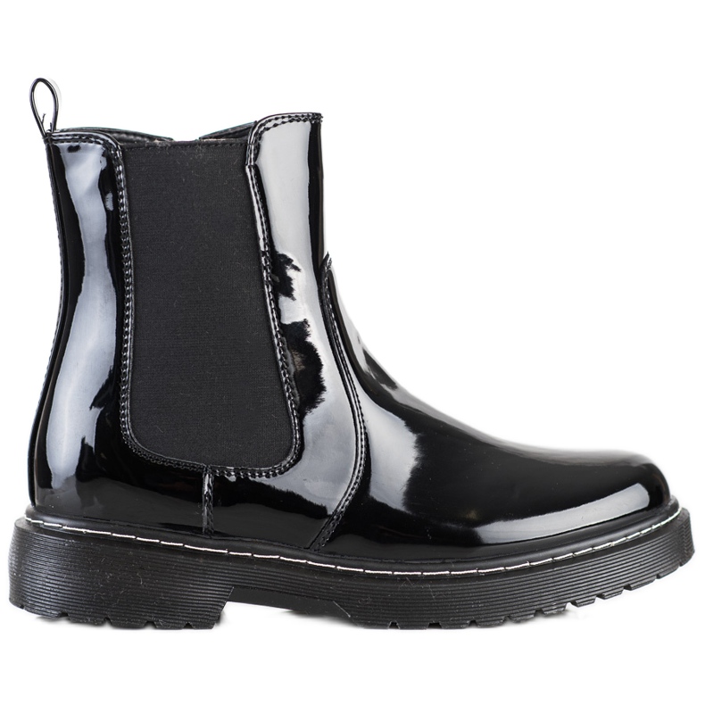 SHELOVET Botines lacados con pelo negro