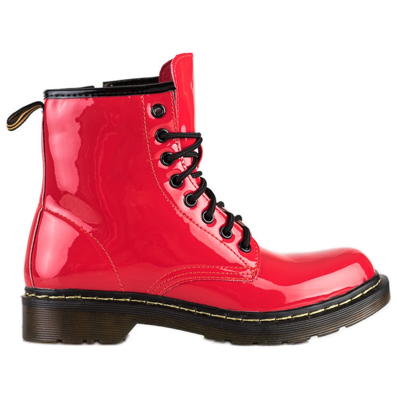 Queentina Botas de montaña lacadas de moda rojo