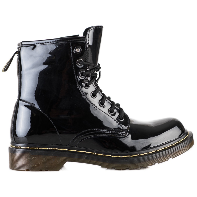 Queentina Botas de montaña lacadas de moda negro