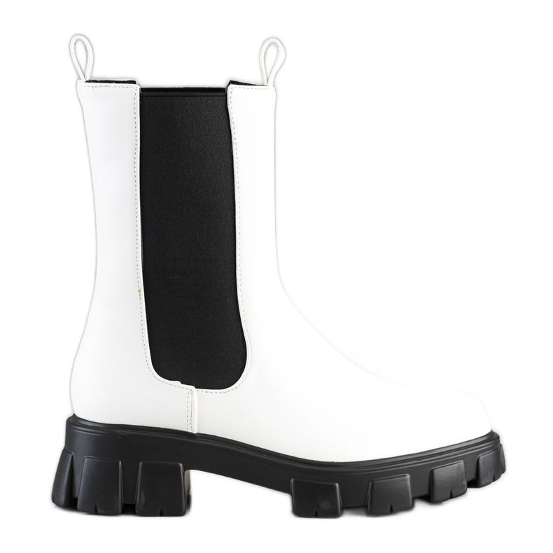 SHELOVET Botines Chelsea blancos altos