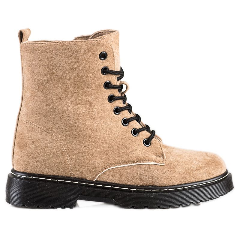SHELOVET Trappers de gamuza cálida beige
