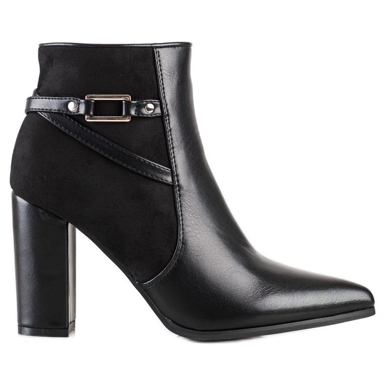 Ideal Shoes Botas negras elegantes en Spitz negro Ideal Shoes Botas negras elegantes en Spitz negro