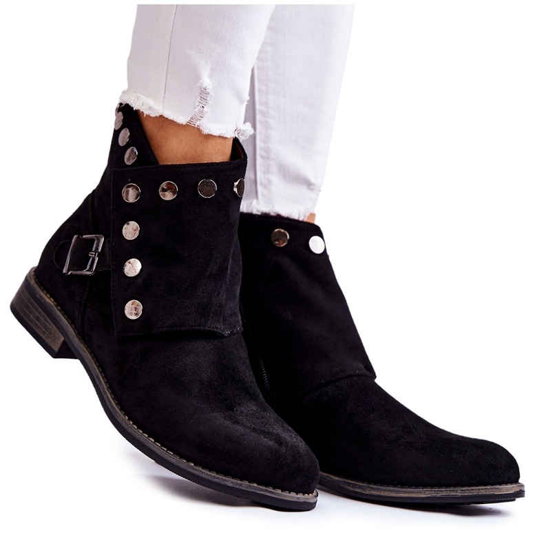 S.Barski Botas de ante de mujer con hebilla S. Barski Black Merk negro