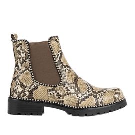 Botines beige con estampado de piel de serpiente Aynna